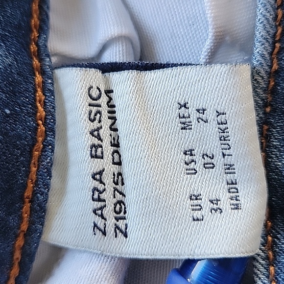 Zara Women's Sz 2 Z1975 Mid Rise Distressed Raw Hem Skinny Denim Jeans - Picture 8 of 12